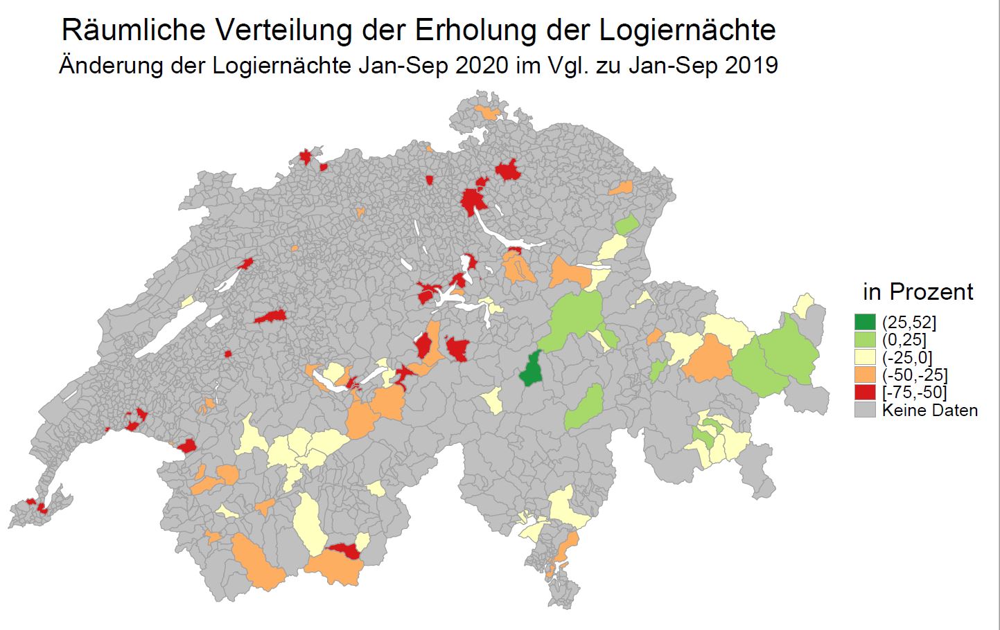 Räumliche Verteilung der Erholung Logiernächte